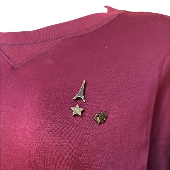 Karl Lagerfeld NWOT Studded Sweatshirt Crimson Red Medium - Picture 2 of 10